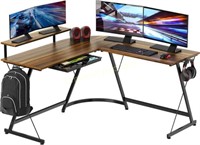 SHW Gaming L-Shaped Desk with Monitor Stand