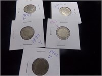 5  V Nickels      1897 - 1902