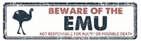 Metal 16" x 4" Beware of Emu Sign