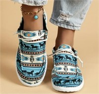 Size 7-Women's Casual Tribal Pattern Canvas Shoes