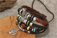 Multi Layered Ethnic Style Leather Bracelet