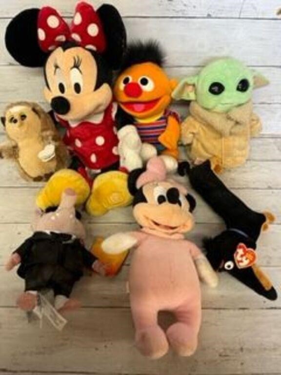 Disney, sesame street stuffed animal lot