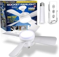 LED Socket Fan Light with Remote  White