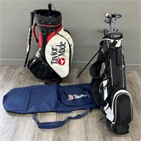 Pair of Golf Bags w/ Ashley Golf Clubs, Rain Cover