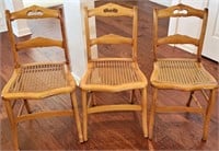 3 ANTIQUE CANE BOTTOM MAPLE CHAIRS -NO SHIPPING #1