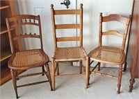 3 ANTIQUE CANE BOTTOM CHAIRS - NO SHIPPING #3