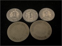 Antique Deutsches Reich 10 Pfennig 1874 & 1875