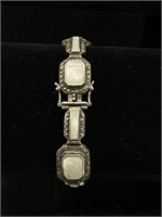 VTG Silver 925 Mother of Pearl/Marcasite Bracelet