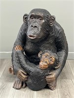 Life Size Monkey with Baby Statue