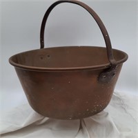 Antique 13" Heavy Brass Hanging Cooking Pot
