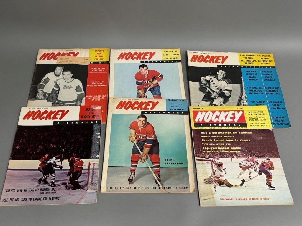 Six Hockey Pictorial Magazines, Circa 1960's