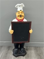 Chef Statue Holding Chalk Menu Board