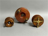 Trio of Antique Wooden Reels
