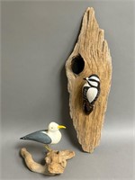 Pair of Bird and Driftwood Sculptures