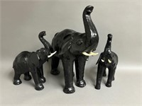 Trio of Elephant Sculpture Figurines