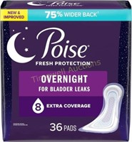 Poise Incontinence Pads  8 Drop  36ct Pack
