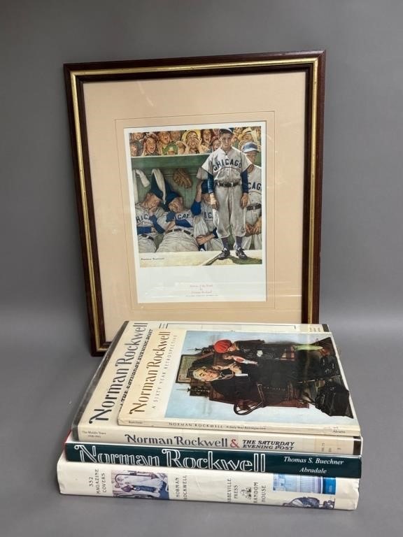 Library of Norman Rockwell w/ Framed Print