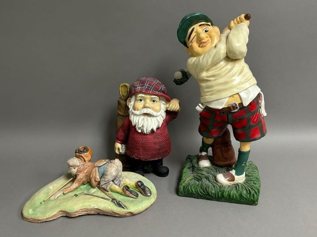 Trio of Whimsical Golf Figurines