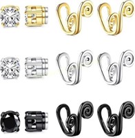 Adramata 6 Pair Clip on Earrings - Round Square CZ