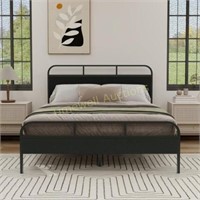 Metal Bed Frame Queen with Storage  Black