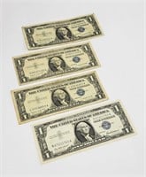 4 - 1957 A  1$ SILVER CERT DOLLAR BILLS