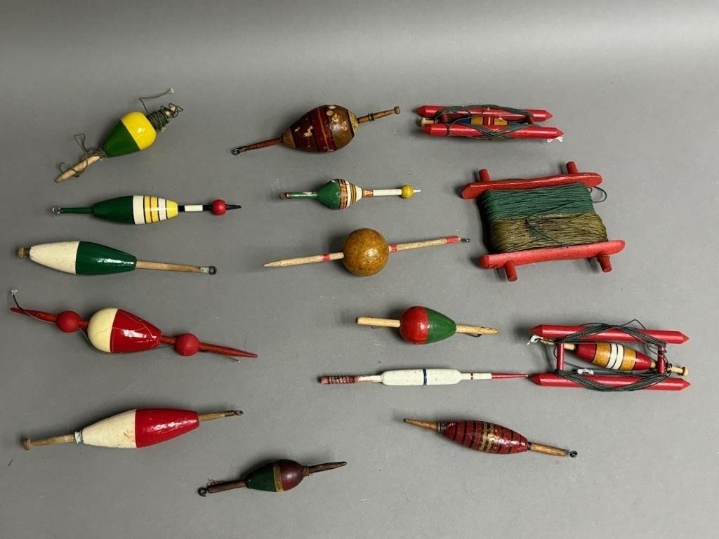 Group of Antique Painted Wooden Bobbers