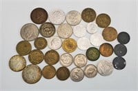 1940's-1960's 33pc FOREIGN CURRENCY COINS