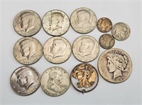 13ct US COINS 1922 PEACH DOLLAR, FRANKLIN 1/2