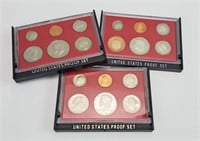 1980,81,82 US PROOF 3 COIN SETS
