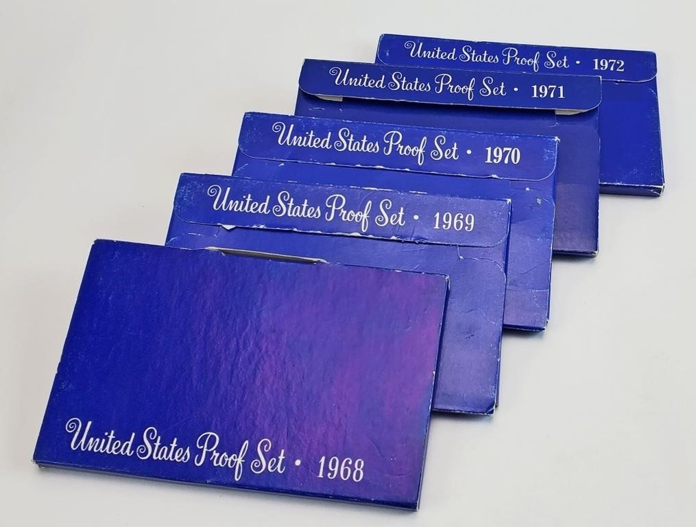 1968-1972 US PROOF COIN - 5 SETS