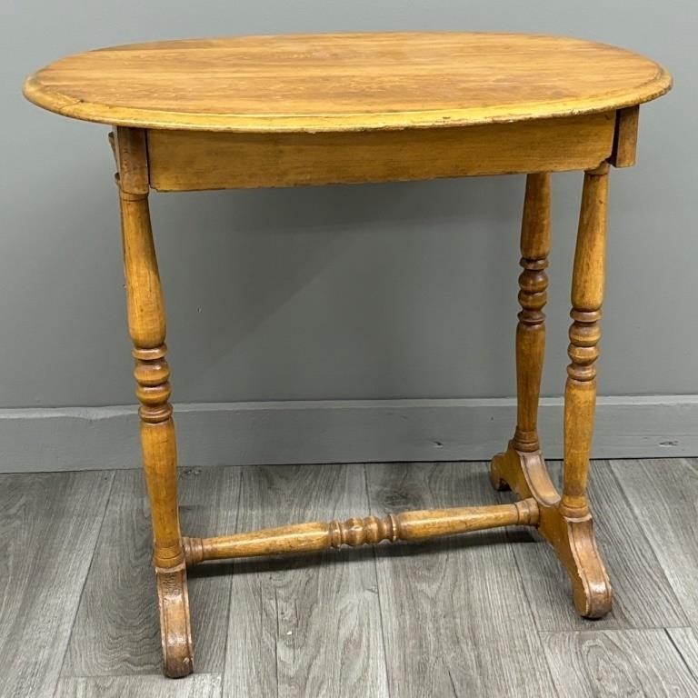Wooden Oval Table with Drawer