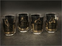Vintage Race Horse Highball Black & Gold Glasses