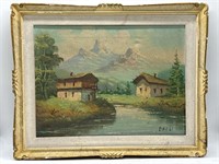 Vintage Signed Landscape Oil Painting in Frame