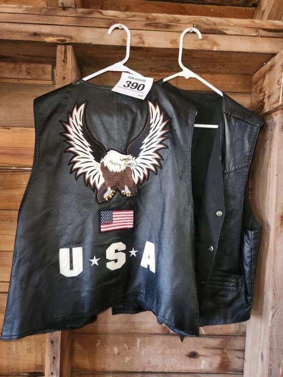 USA leather vest sz 2X