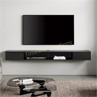 WAMPAT 70 Floating TV Shelf  Wall Mount  Black