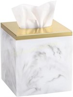 Luxspire Resin Tissue Box  Ink White + Gold