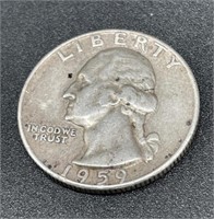 1959 25C Washington Silver Quarter Coin