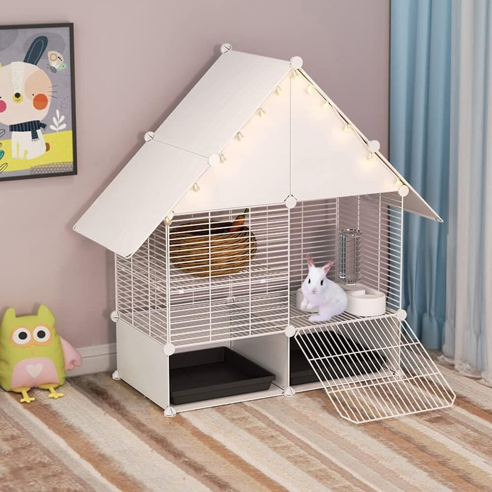 DuvinDD 2-Story Rabbit Cage with Trays  Guard