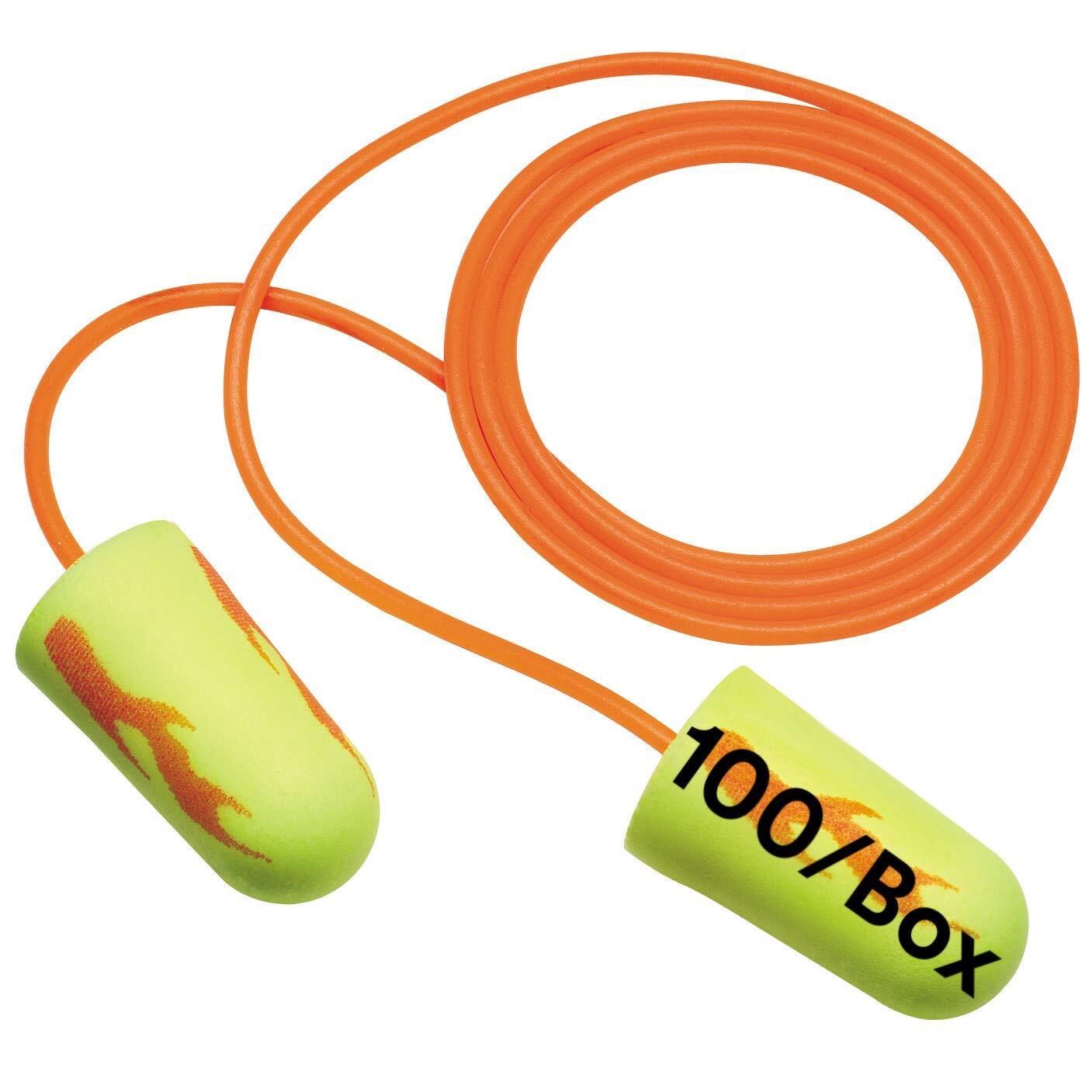 3M E-A-Rsoft Yellow Ear Plugs  100/Box  Corded