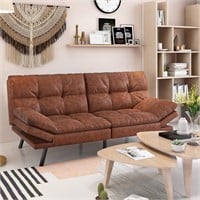 Memory Foam Futon Sofa Bed  Adjustable  Brown