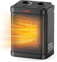 1500W PTC Space Heater  Thermostat  Black