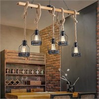 Retro Wooden Hanging Farmhouse Chandelier