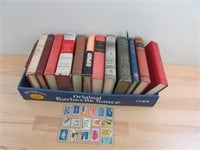 Vintage books and stamps box lot