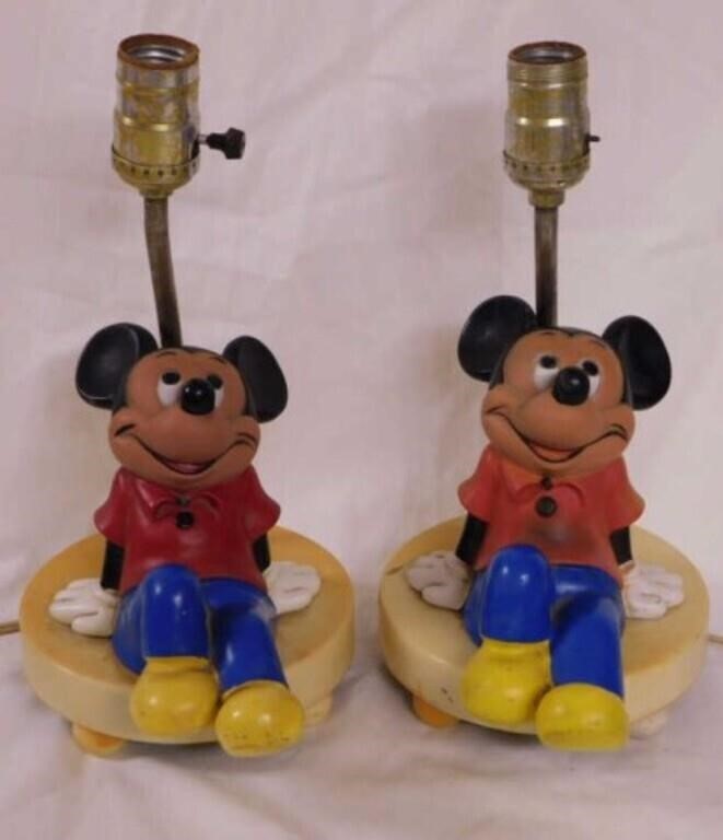 Two 1968 Dolly Toy Co. Mickey Mouse table lamps,