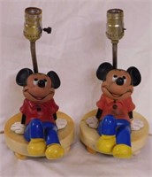 Two 1968 Dolly Toy Co. Mickey Mouse table lamps,
