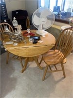 pedestal drop leaf table with 2 chairs