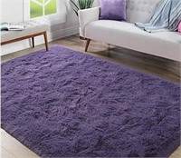 Fluffy purple rug 80x60" non slip