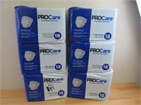 6 Packs of Pro-Care Adult Briefs Diapers