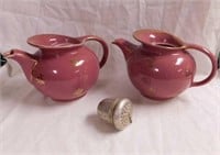 Two 1940's Hall Pottery windshield teapots #0694