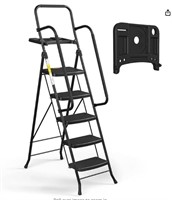 HBTower 5 Step Ladder with Handrails black